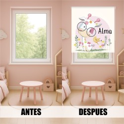 Estor con Diseño Jirafa 01 Cuarto Bebe Rosa Personalizado — Un diseño encantador y natural, para espacios llenos de alegría y na