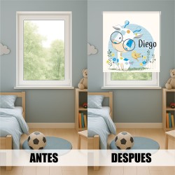 Estor con Diseño Jirafa 01 Bebe Azul Personalizado — Un diseño encantador y natural, para espacios llenos de alegría y naturalez