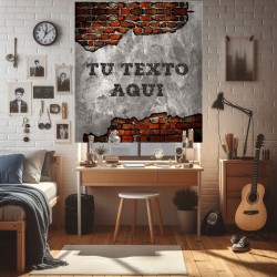 Estor Juvenil Pared Ladrillo con Nombre | Estor Enrollable Personalizado