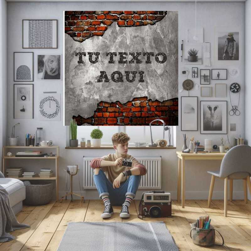 Estor Juvenil Pared Ladrillo con Nombre | Estor Enrollable Personalizado