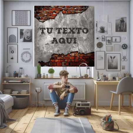 Estor Juvenil Pared Ladrillo con Nombre | Estor Enrollable Personalizado