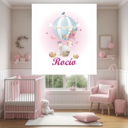Estor Infantil Globo Rosa Animal Personalizado — Un diseño primaveral y natural, para espacios llenos de alegría y naturaleza