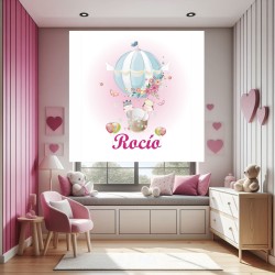 Estor Infantil Globo Rosa Animal Personalizado — Un diseño primaveral y natural, para espacios llenos de alegría y naturaleza