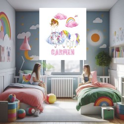 Estor con Diseño Princesa Unicornio 002 Personalizado — Un diseño mágico y divertido, ideal para niñas que sueñan despiertas y a