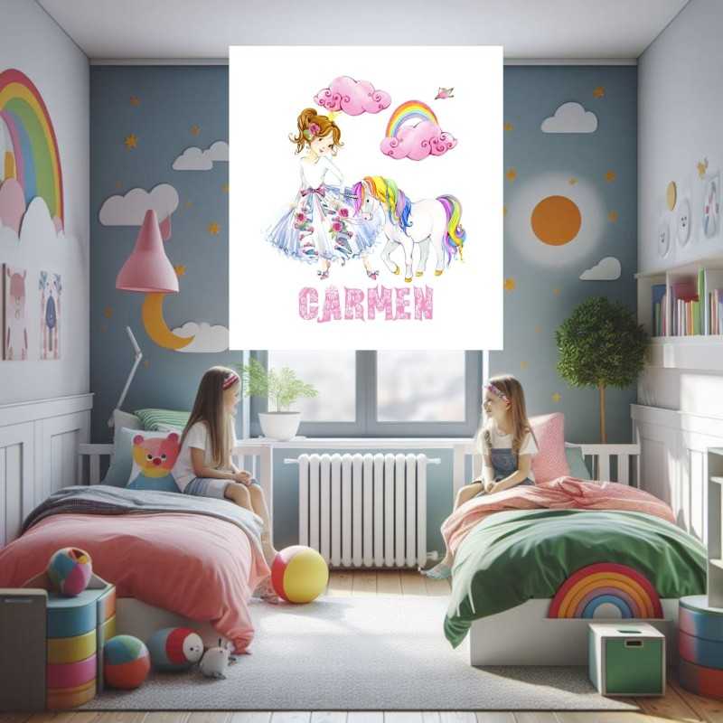 Estores Infantiles Personalizados Princesa Unicornio 002- Estores infantiles niña
