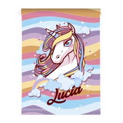 Estor Enrollable Infantil Personalizado con Nombre ? Diseño Unicornio Bebe Rosa y Blanco