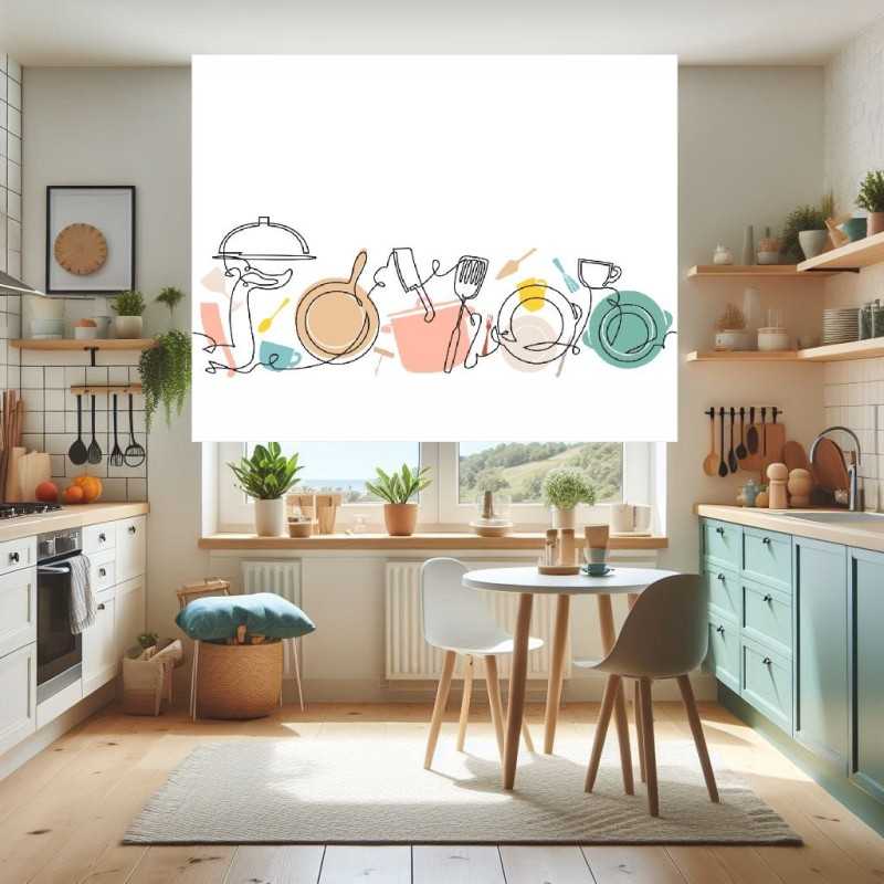 Estores Cocina Estampado Utensilios 105