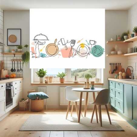 Estores Cocina Estampado Utensilios 105