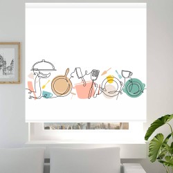 Estores Cocina Estampado Utensilios 105