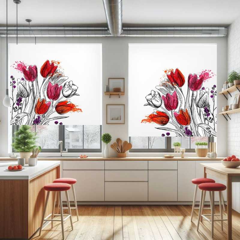 Estores Cocina Estampado Tulipanes 204
