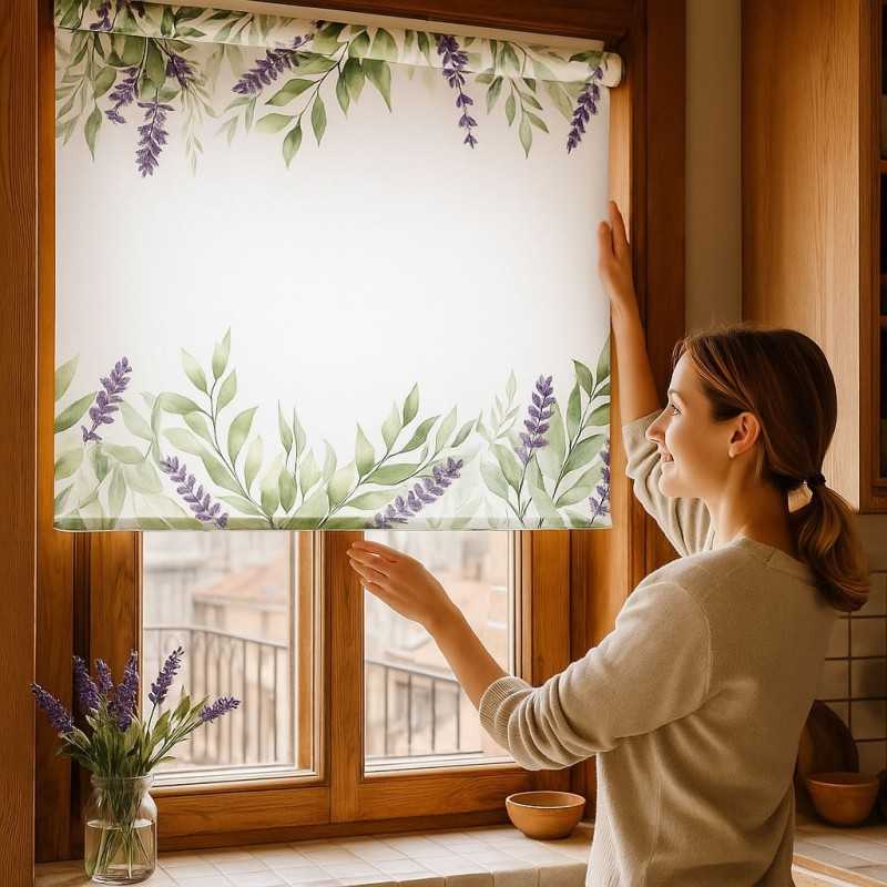 Estores Cocina Estampado Floral Lavanda 101