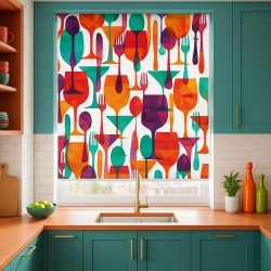 Estores Cocina Estampado Cubiertos 115