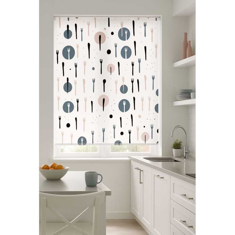 Estores Cocina Estampado Cubiertos 109