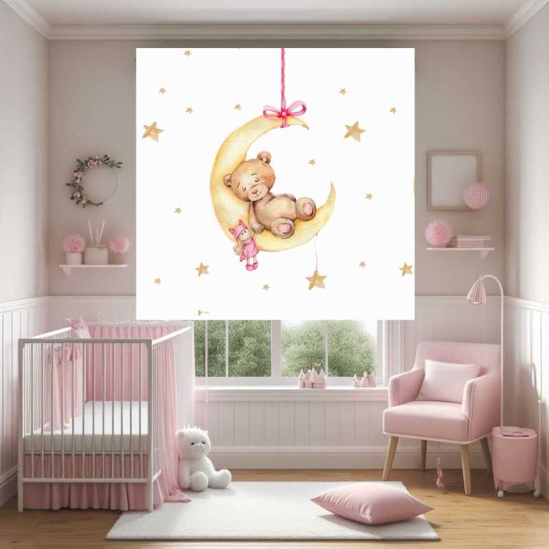 Estores Infantiles Niña de Ositas- Estor enrollable estampado digital infantil . Estores infantiles Osito niña . Estor enroll