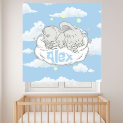 Estores Infantiles Personalizados Elefante Bebe Azul- Estor infantil niño bebe- Estores infantiles animales dibujo elefante