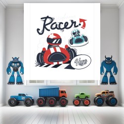 Estores Infantiles Personalizados Racer- Estores infantiles niño dibujo Coches Racing