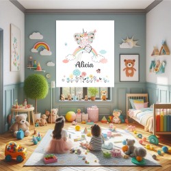 Estores Infantiles Personalizados Elefante Unicornio 01