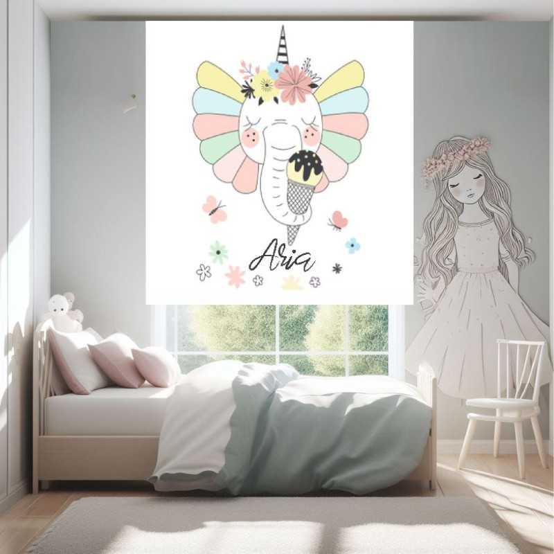 Estores Infantiles Personalizados Elefante Unicornio 02