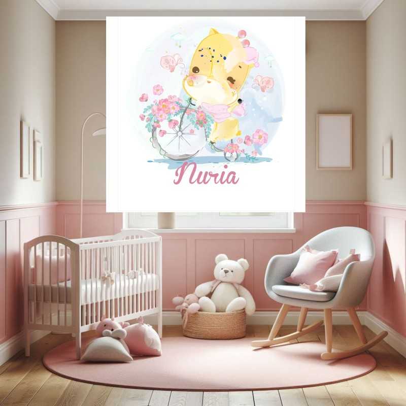 Estores Infantiles Personalizados Bebe Hipo- Estor Infantil Niña Dibujo Animales Hipopotamos. Estor Infantil Bebe