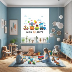 Estores Infantiles Personalizados Tren 001. Unisex- Estores habitación compartida
