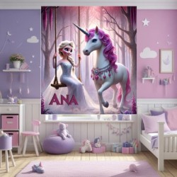 Estor Infantil Frozen y Unicornio Personalizado con Nombre  Estores Iroa