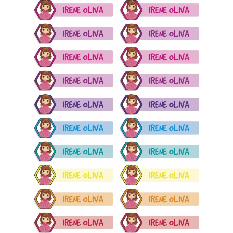 Etiquetas Adhesivas Personalizable objetos Princesas Multicolor ( Pack 50ud)