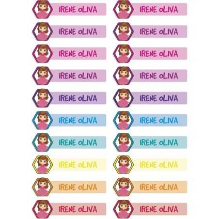 Etiquetas Adhesivas Personalizable objetos Princesas Multicolor ( Pack 50ud)