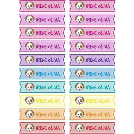 Etiquetas Adhesivas Personalizable objetos Animales Perro Multicolor ( Pack 50ud)