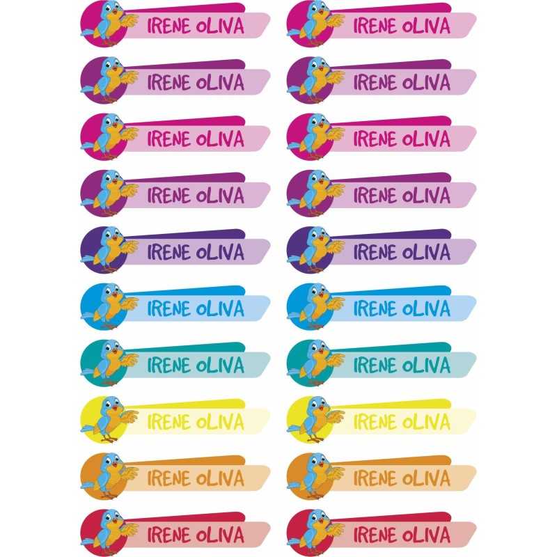 Etiquetas Adhesivas Personalizable objetos Animales Pajarito Multicolor ( Pack 50ud)
