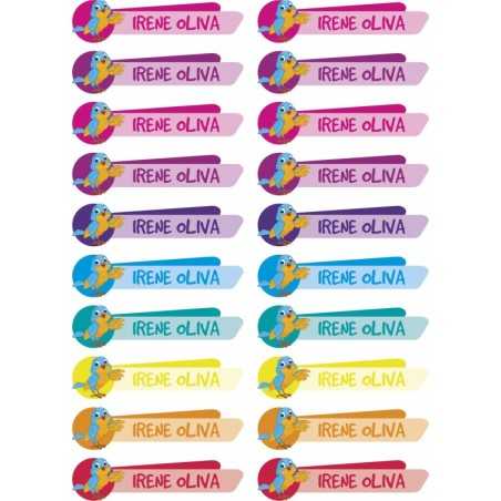 Etiquetas Adhesivas Personalizable objetos Animales Pajarito Multicolor ( Pack 50ud)