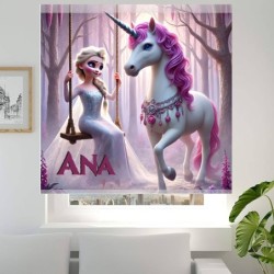  Estor Infantil Frozen y Unicornio Personalizado con Nombre  Estores Iroa