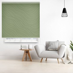 Estor enrollable verde pastel con líneas onduladas Green Flow–