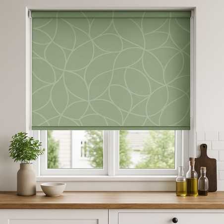 Estor enrollable verde pastel con líneas Green Geometry