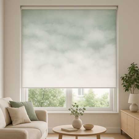 Estor Green Clouds acuarela verde pastel | Estores artesanales Iroa