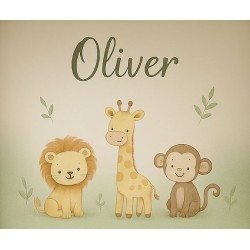 Estor enrollable Infantil Personalizado con Nombre – Animales Baby Jungle ( Niño Unisex)
