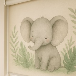 Estor Enrollable Infantil Soft Safari - Elefantito & Hojas Nordics - Decoración Ideal para Habitación Bebe