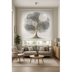 Estor Árbol de la Vida Abstracto Gris – Moderno y Nórdico HD