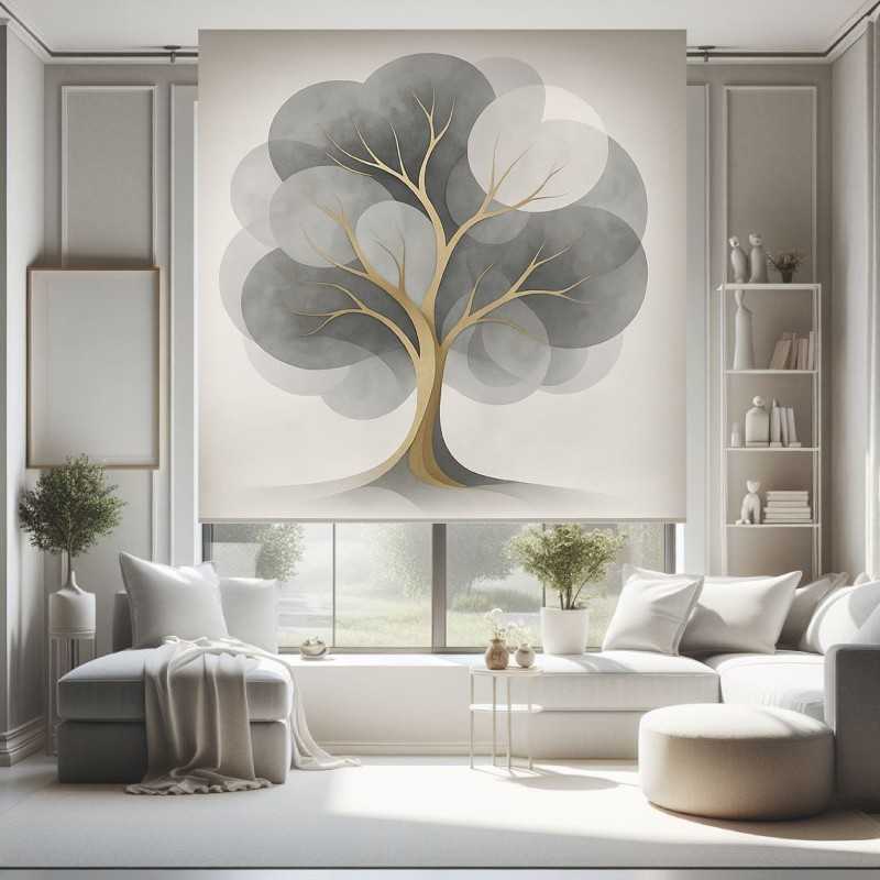 Estor Árbol de la Vida Abstracto Gris – Moderno y Nórdico HD