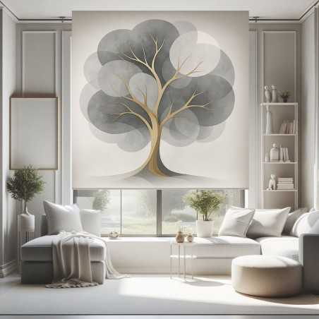 Estor Árbol de la Vida Abstracto Gris – Moderno y Nórdico HD