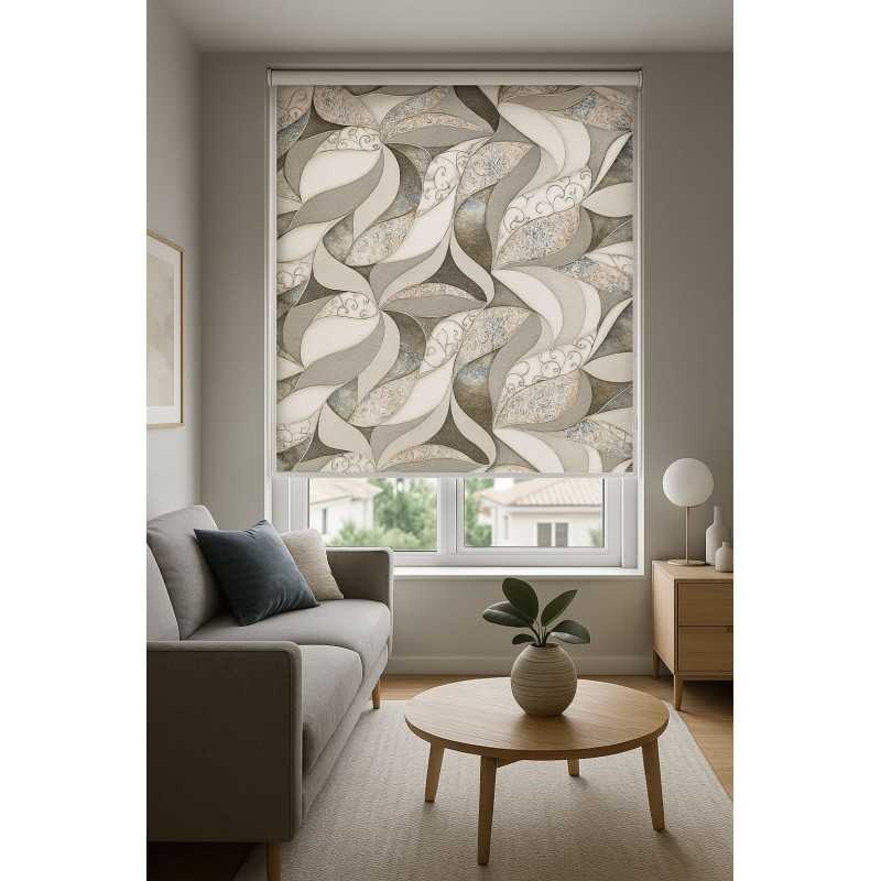 Estor Enrollable Beige Diseño Orgánico | Traslúcido, Opaco o Screen · Fabricado en España