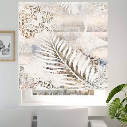 Estor Enrollable Moderno Hojas Beige – Decoración Cocina y Salón