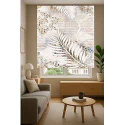 Estor Enrollable Moderno Hojas Beige – Decoración Cocina y Salón