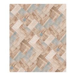 Estor enrollable Decorativo con Diseño de Madera Vintage en Tonos Beige y Azul