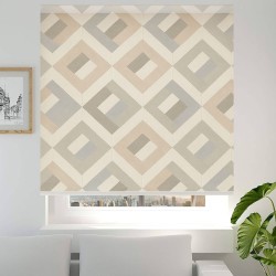 Estor enrollable Decorativo con Diseño de Madera Vintage en Tonos Beige y Azul