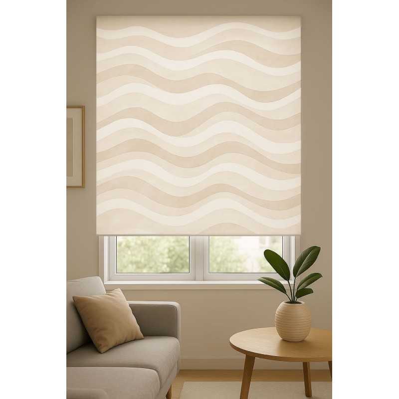 Estor Enrollable Ondas Suaves Crema | Estor Beige Claro a Medida
