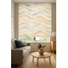 Estor Enrollable Beige y Azul | Ondas Decorativas a Medida