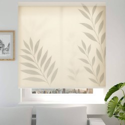 Estor Beige con Hojas Minimalistas | Decoración Natural Moderna | Estores Iroa