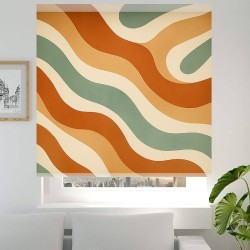 Estor Ondas Mostaza Terracota | Estor Enrollable de Tendencia a Medida