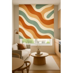 Estor Ondas Mostaza Terracota | Estor Enrollable de Tendencia a Medida