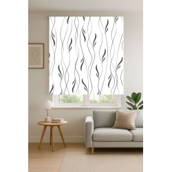 Estor enrollable moderno blanco y negro | Ondas elegantes 2026